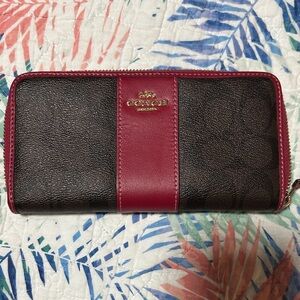 Coach Brown and Hot Pink Zip around Wallet